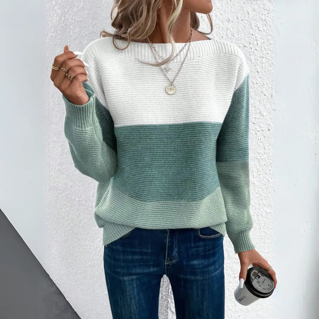 Clara | Elegant Three-Color Patchwork Sweater Mani and Rosi