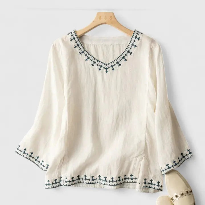 Taysia | Elegant V-Neck Blouse Mani And Rosi