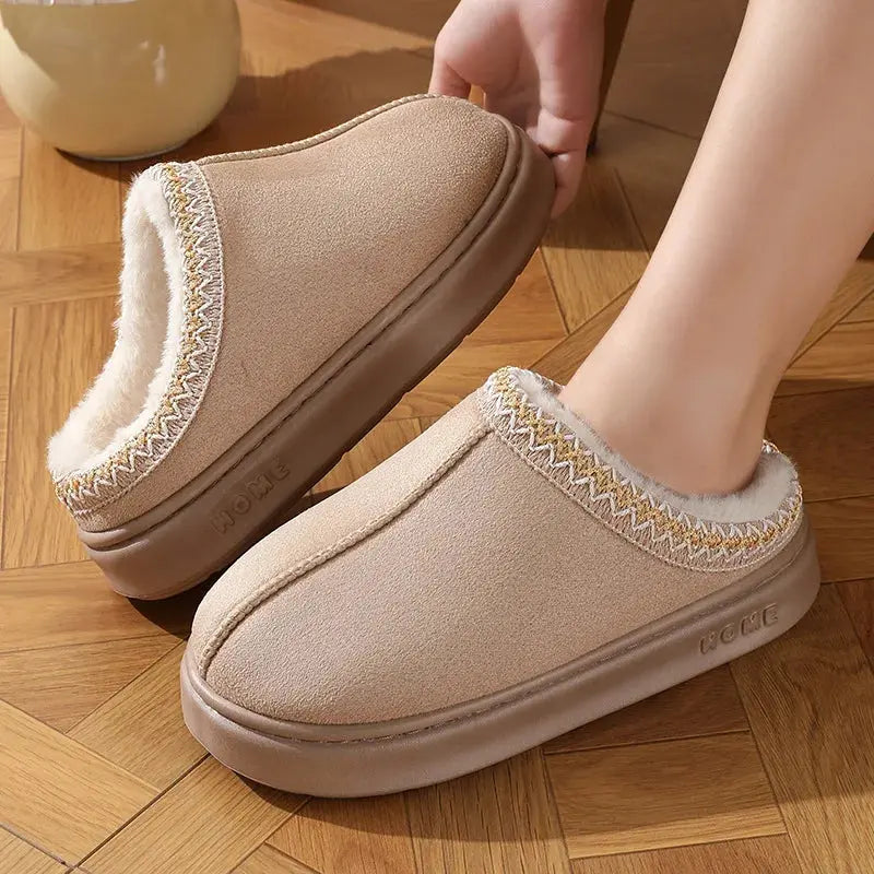 New Fashion Fluffy Platform Slippers for Women 2025 Winter Plush Warm Cotton Shoes Woman Comfort Non Slip Unisex Home Slippers Mani And Rosi