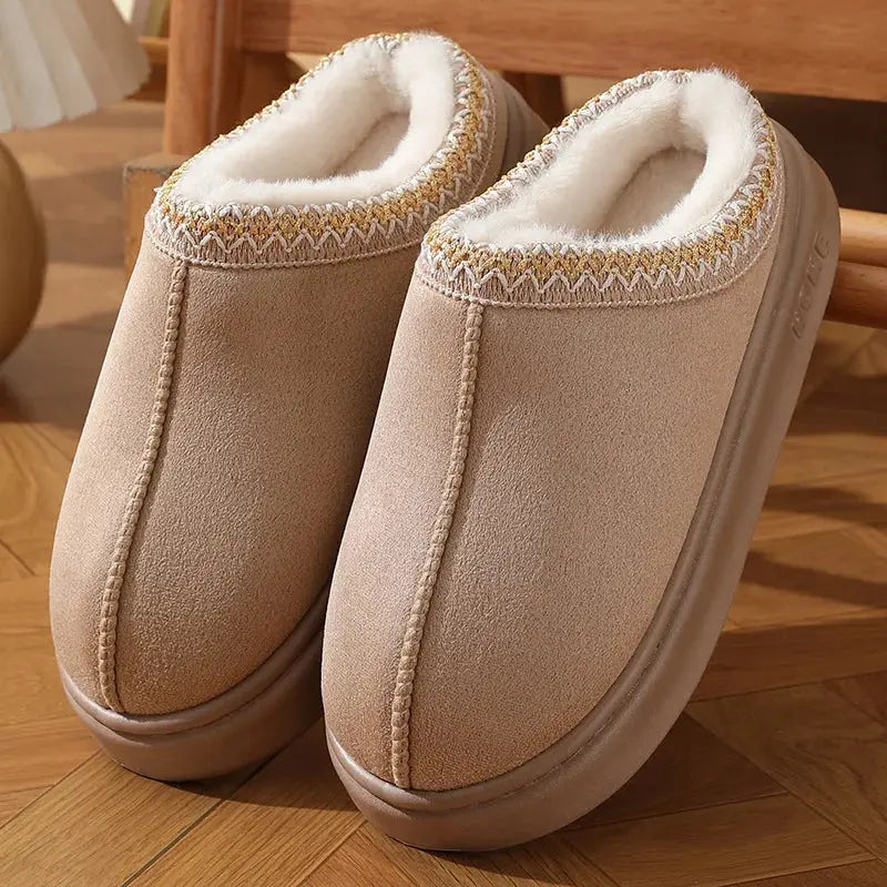 New Fashion Fluffy Platform Slippers for Women 2025 Winter Plush Warm Cotton Shoes Woman Comfort Non Slip Unisex Home Slippers Mani And Rosi