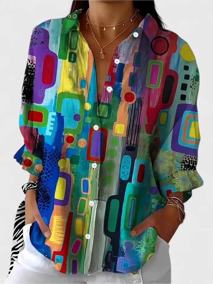Rose™ | Elegant Geometric Pattern Blouse Mani And Rosi